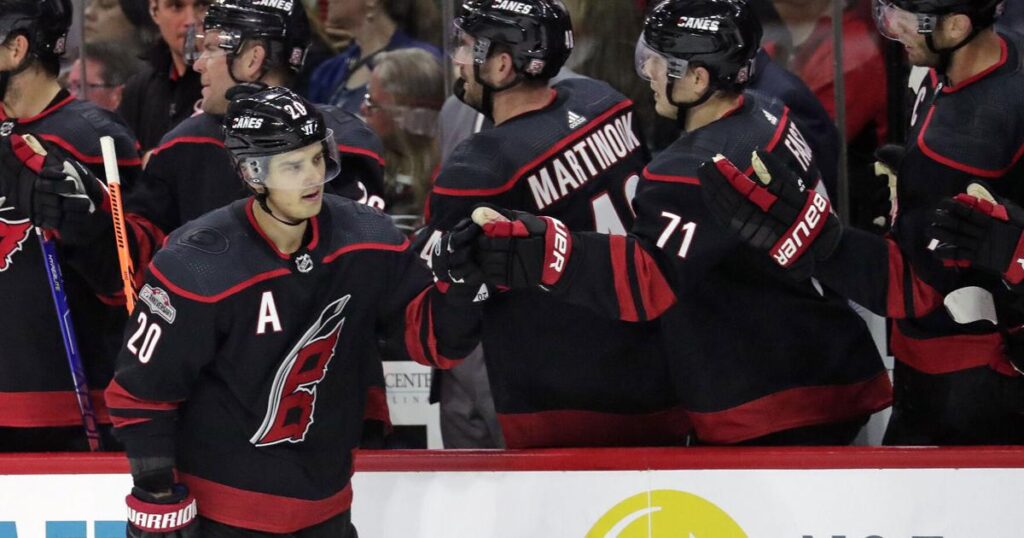 Aho helps Hurricane top Sabres with hat trick and assist 14
