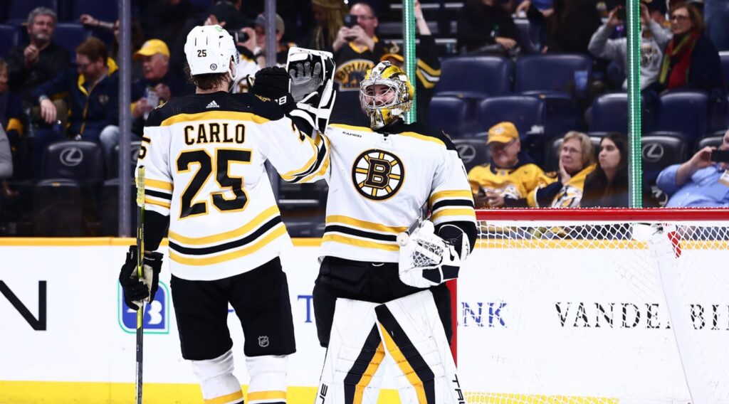 Bruins score three in second to rout Predators 5-0 2