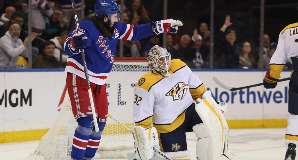 Rangers rout Predators 7-0 in Miller show