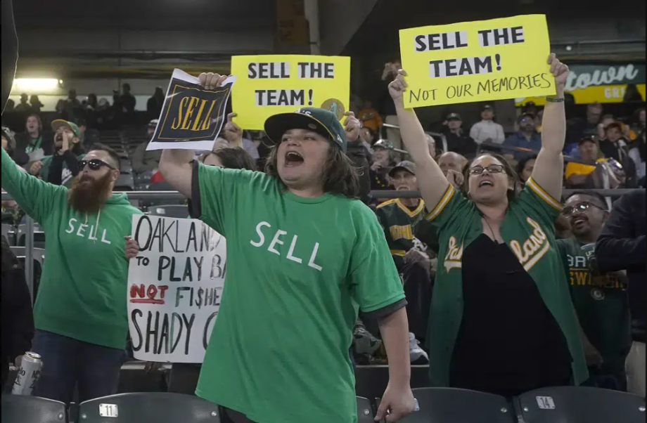 A’s fans shouting ‘Sell the team!’ during Cincinnati Reds loss