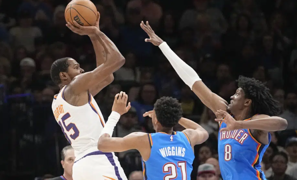 Durant nets 35 points as Suns beat Thunder 128-118