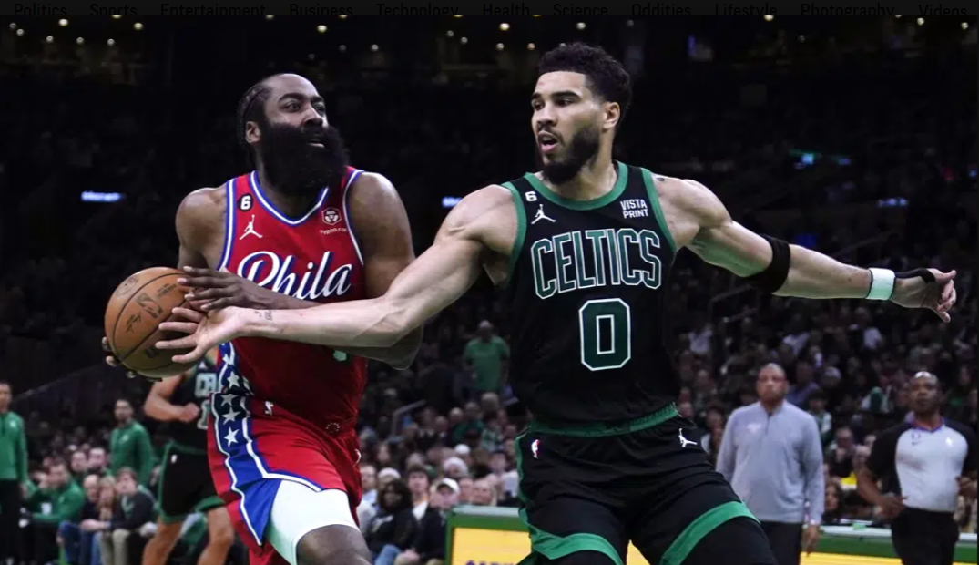 Harden’s 45 points push 76ers past Celtics 119-115