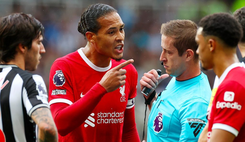 Van Dijk charged for reaction following sending off against Newcastle