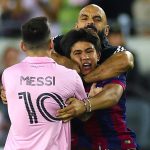 Messi’s private bodyguard always ready – stops a pitch invader