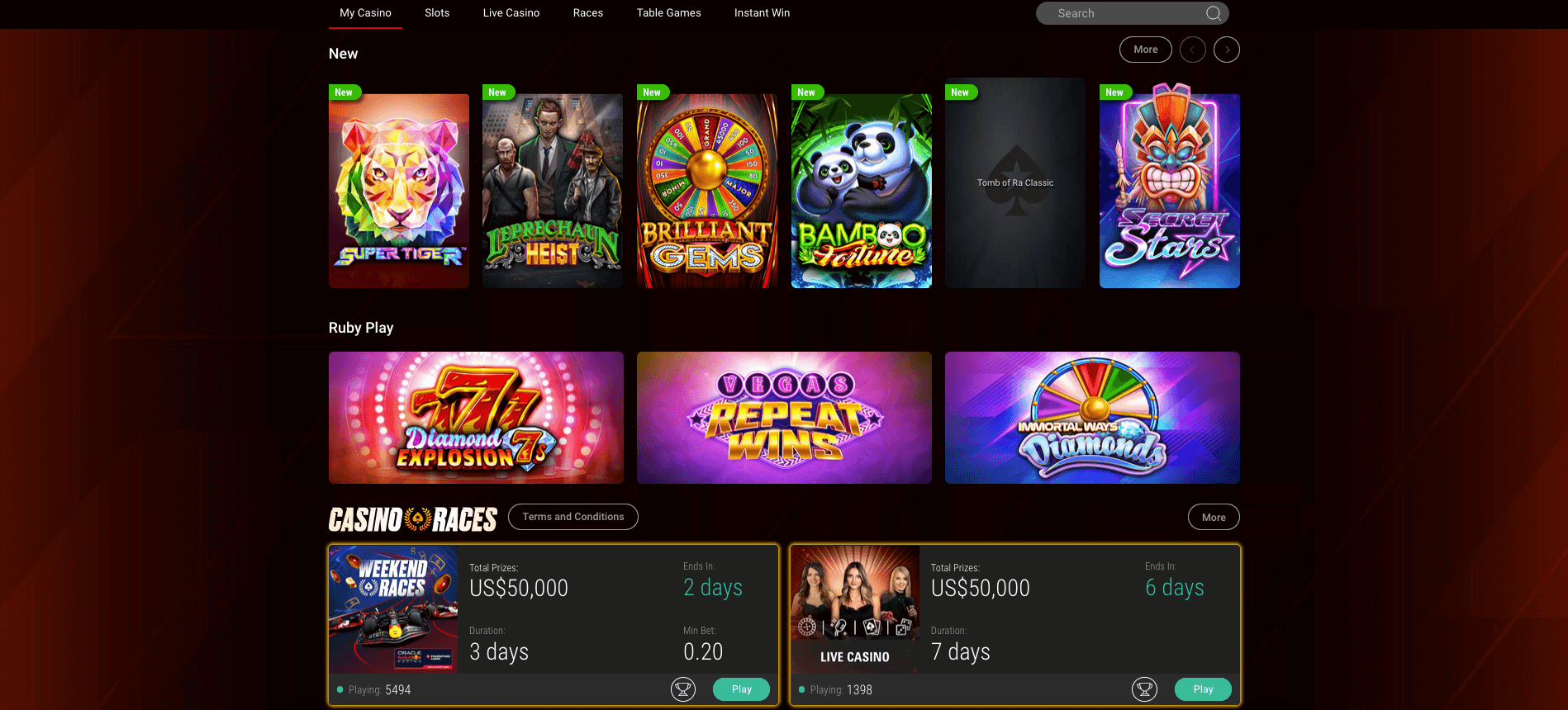 Interfaz del Casino Pokerstars