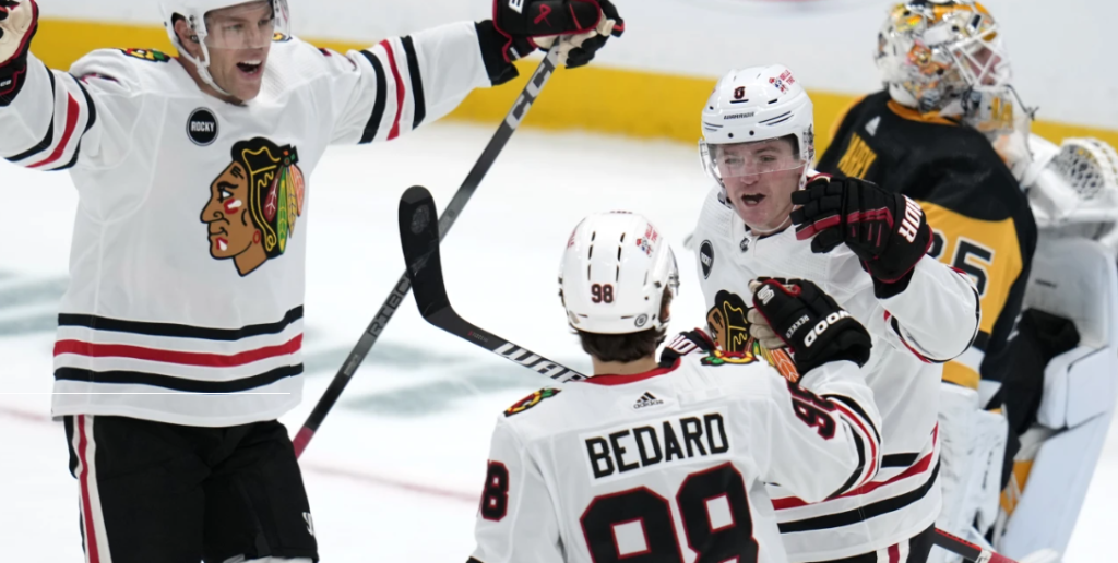 Bedard gets an assist for Chicago’s win vs Penguins in NHL opener
