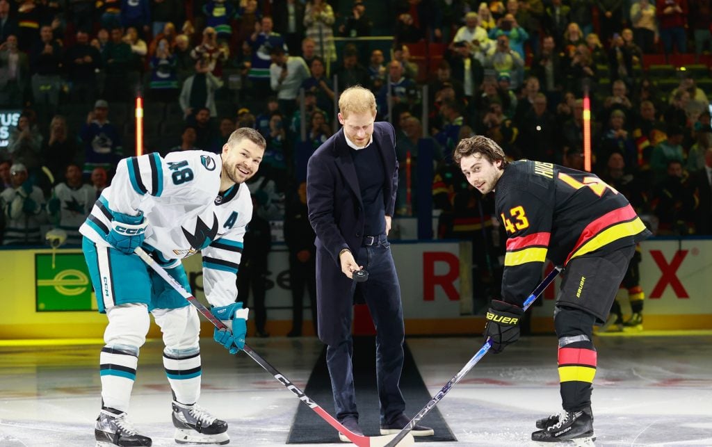 Canucks overpower Sharks 3-1 as Prince Harry watches from the stands