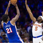 Embiid sets 50-point playoff record to close the gap with Knicks