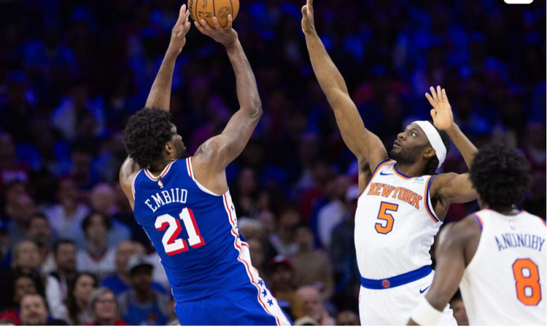 Embiid sets 50-point playoff record to close the gap with Knicks 30