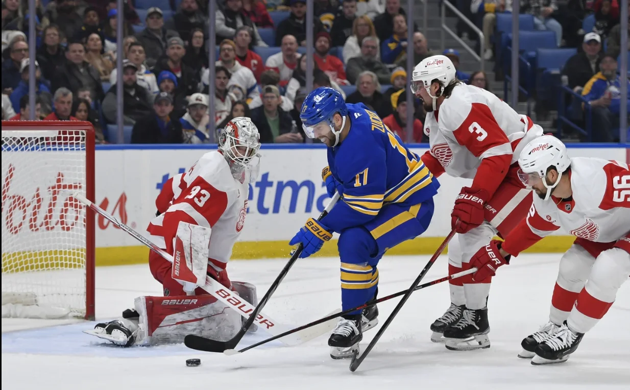 Red Wings Rally to End Skid with 6-5 Shootout Win Over Sabres