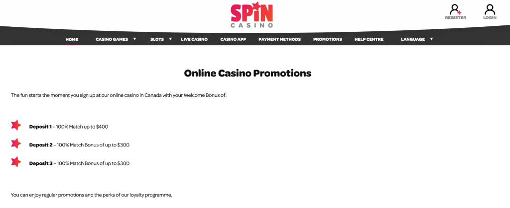 Spin Casino Canada 1