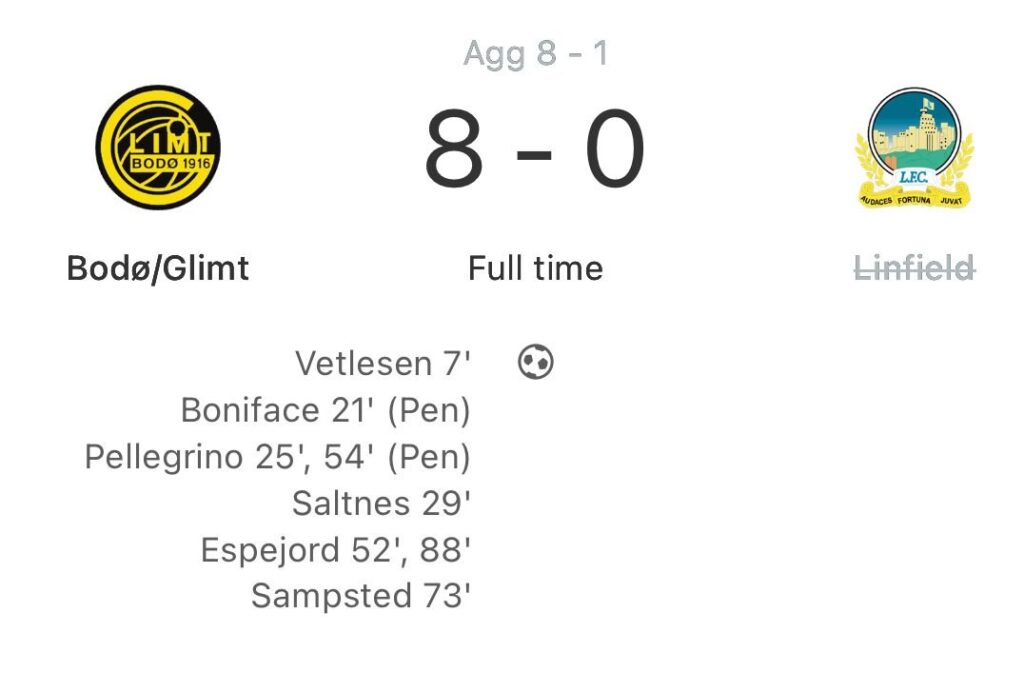 Бодьо/Глимт изригна срещу Линфийлд - 8:0! 1