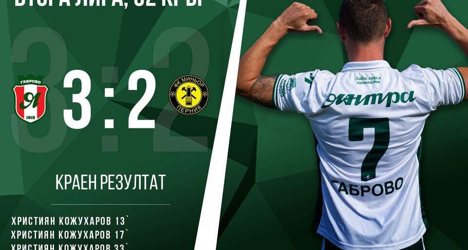 Хеттрик на Кожухаров донесе успеха на Янтра срещу Миньор